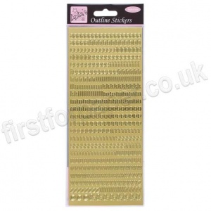 Anita's Peel Off Outline Stickers, Small Letters - Gold