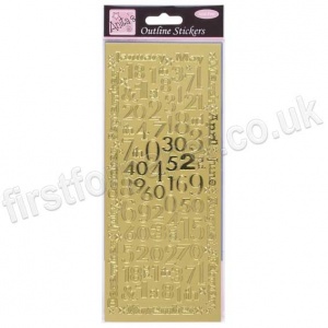 Anita's Peel Off Outline Stickers, Months and Numbers - Gold