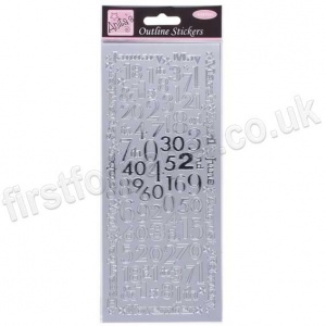 Anita's Peel Off Outline Stickers, Months and Numbers - Silver