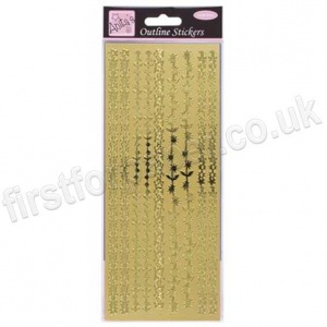Anita's Peel Off Outline Stickers, Floral Borders - Gold