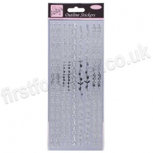 Anita's Peel Off Outline Stickers, Floral Borders - Silver