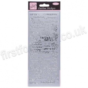Anita's Peel Off Outline Stickers, Special Birthday Wishes - Silver