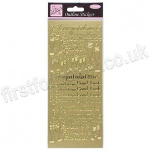 Anita's Peel Off Outline Stickers, Congratulations - Gold