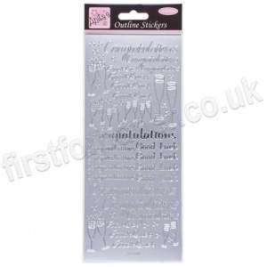 Anita's Peel Off Outline Stickers, Congratulations - Silver