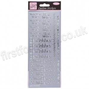 Anita's Peel Off Outline Stickers, Regular Best Wishes - Silver