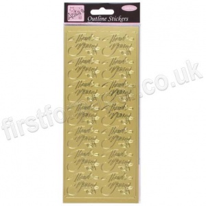 Anita's Peel Off Outline Stickers, Elegant Thank You - Gold