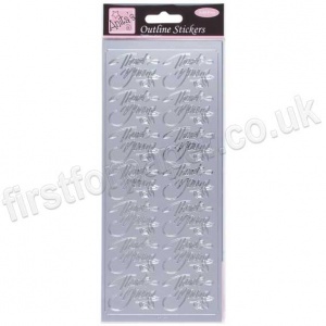 Anita's Peel Off Outline Stickers, Elegant Thank You - Silver