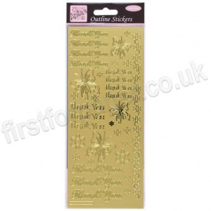 Anita's Peel Off Outline Stickers, Thank You - Gold