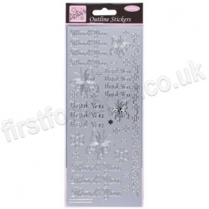 Anita's Peel Off Outline Stickers, Thank You - Silver