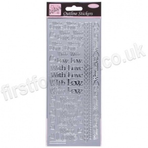 Anita's Peel Off Outline Stickers, With Love - Silver
