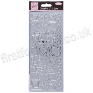 Anita's Peel Off Outline Stickers, Hearts - Silver