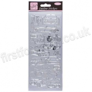 Anita's Peel Off Outline Stickers, Car Collection - Silver