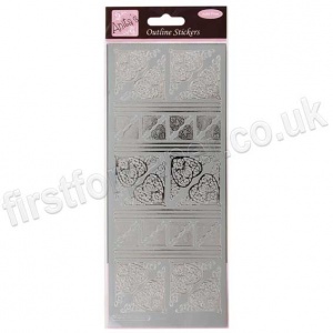 Anita's Peel Off Outline Stickers, Celtic Heart Corners - Silver