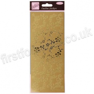 Anita's Peel Off Outline Stickers, Fanciful Floral Corners - Gold