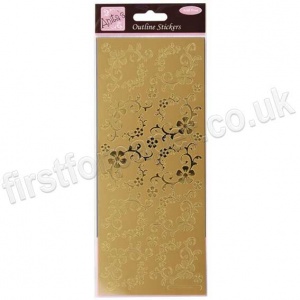 Anita's Peel Off Outline Stickers, Fanciful Floral Corners - Gold