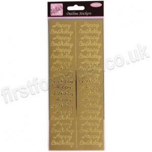 Anita's Peel Off Outline Stickers, Birthday Repeated - Gold
