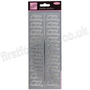 Anita's Peel Off Outline Stickers, Birthday Repeated - Silver