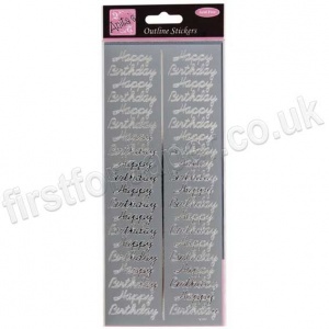 Anita's Peel Off Outline Stickers, Birthday Repeated - Silver