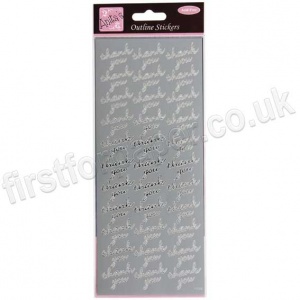 Anita's Peel Off Outline Stickers, Thank You Repeated - Silver