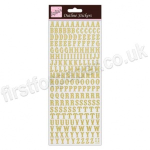Anita's Peel Off Outline Stickers, Traditional Alphabet - Gold on White