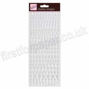 Anita's Peel Off Outline Stickers, Traditional Alphabet - Silver on White