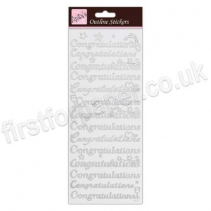 Anita's Peel Off Outline Stickers, Congratulations - Silver on White