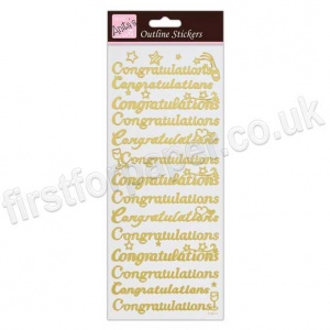 Anita's Peel Off Outline Stickers, Congratulations - Gold on White