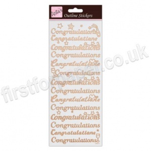 Anita's Peel Off Outline Stickers, Congratulations - Rose Gold on White