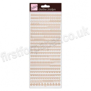 Anita's Peel Off Outline Stickers, Small Letters - Rose Gold on White