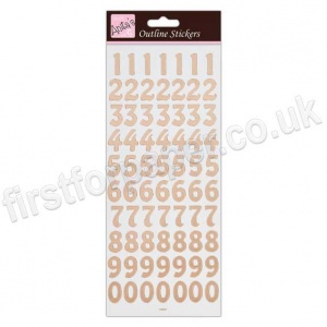 Anita's Peel Off Outline Stickers, Large Numbers - Rose Gold on white