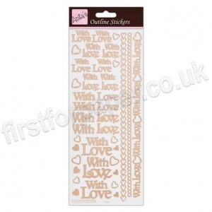 Anita's Peel Off Outline Stickers, With Love - Rose Gold on White