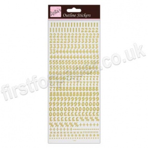 Anita's Peel Off Outline Stickers, Small Numbers - Gold on white