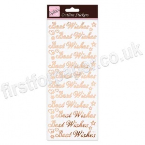Anita's Peel Off Outline Stickers, Best Wishes - Rose Gold on White
