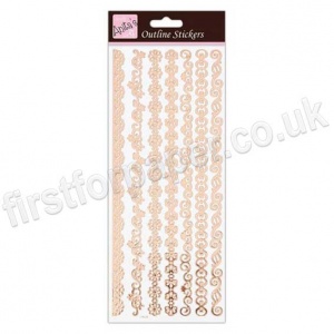 Anita's Peel Off Outline Stickers, Borders - Rose Gold on White