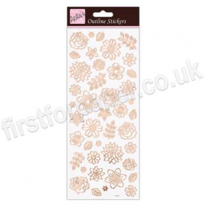 Anita's Peel Off Outline Stickers, Flowers - Rose Gold on White