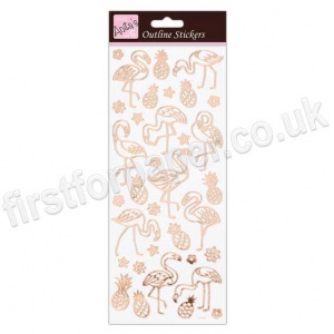 Anita's Peel Off Outline Stickers, Flamingos - Rose Gold on White