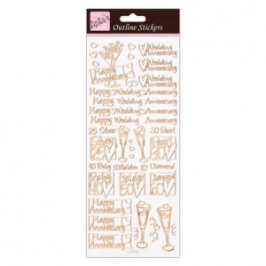 Anita's Peel Off Outline Stickers, Wedding Anniversary - Rose Gold on White