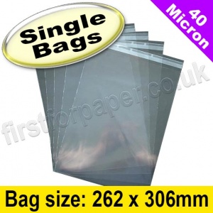 EzePack, 40mic Cello Bag, with re-seal flaps, Size 262 x 306mm