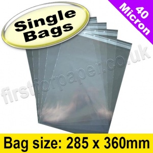EzePack, 40mic Cello Bag, with re-seal flaps, Size 285 x 360mm