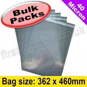 Cello Bag, with re-seal flaps, Size 362 x 460mm - 1,000 pack