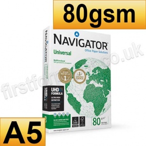 Navigator, A5 Paper 80gsm, Smooth White - 1,000 Sheets