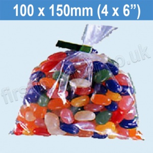 Heavyweight (100mic), Open Top Clear Polythene Bags, 100 x 150mm - Pack of 1,000