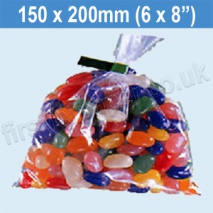 Heavyweight (100mic), Open Top Clear Polythene Bags, 150 x 200mm - Pack of 500