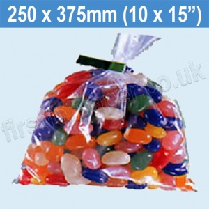 Heavyweight (100mic), Open Top Clear Polythene Bags, 250 x 375mm - Pack of 250