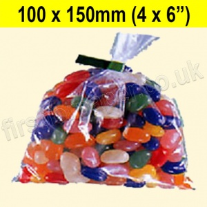 Lightweight (20mic), Open Top Clear Polythene Bags, 100 x 150mm - Pack of 1,000