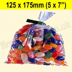 Lightweight (20mic), Open Top Clear Polythene Bags, 125 x 175mm - Pack of 1,000