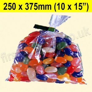 Lightweight (20mic), Open Top Clear Polythene Bags, 250 x 375mm - Pack of 1,000