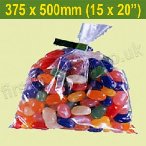 Mediumweight (50mic), Open Top Clear Polythene Bags, 375 x 500mm - Pack of 250