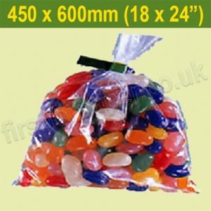 Mediumweight (50mic), Open Top Clear Polythene Bags, 450 x 600mm - Pack of 125