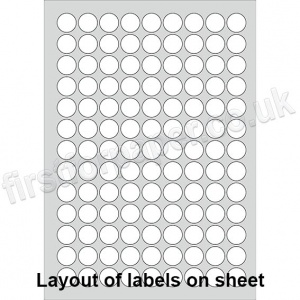 PCL Labels, Permanent Adhesive, White, 19mm Dia - 200 sheets per box